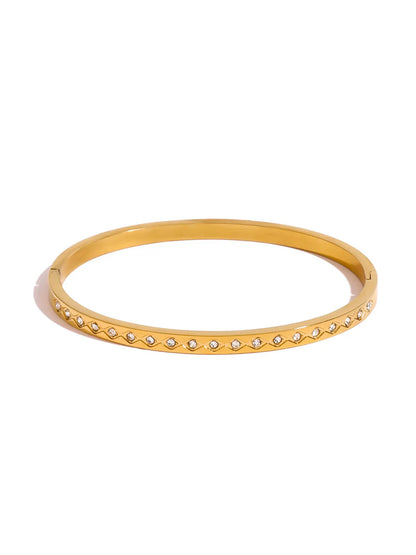 Gold Crystal Line Bangle