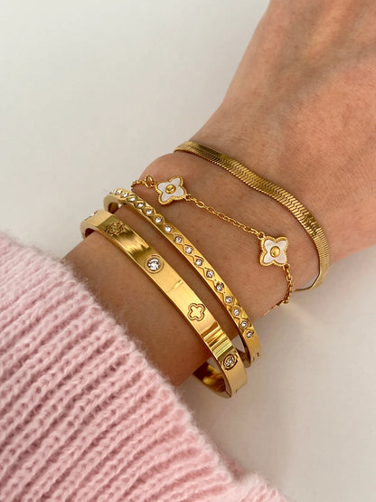 Gold Crystal Line Bangle