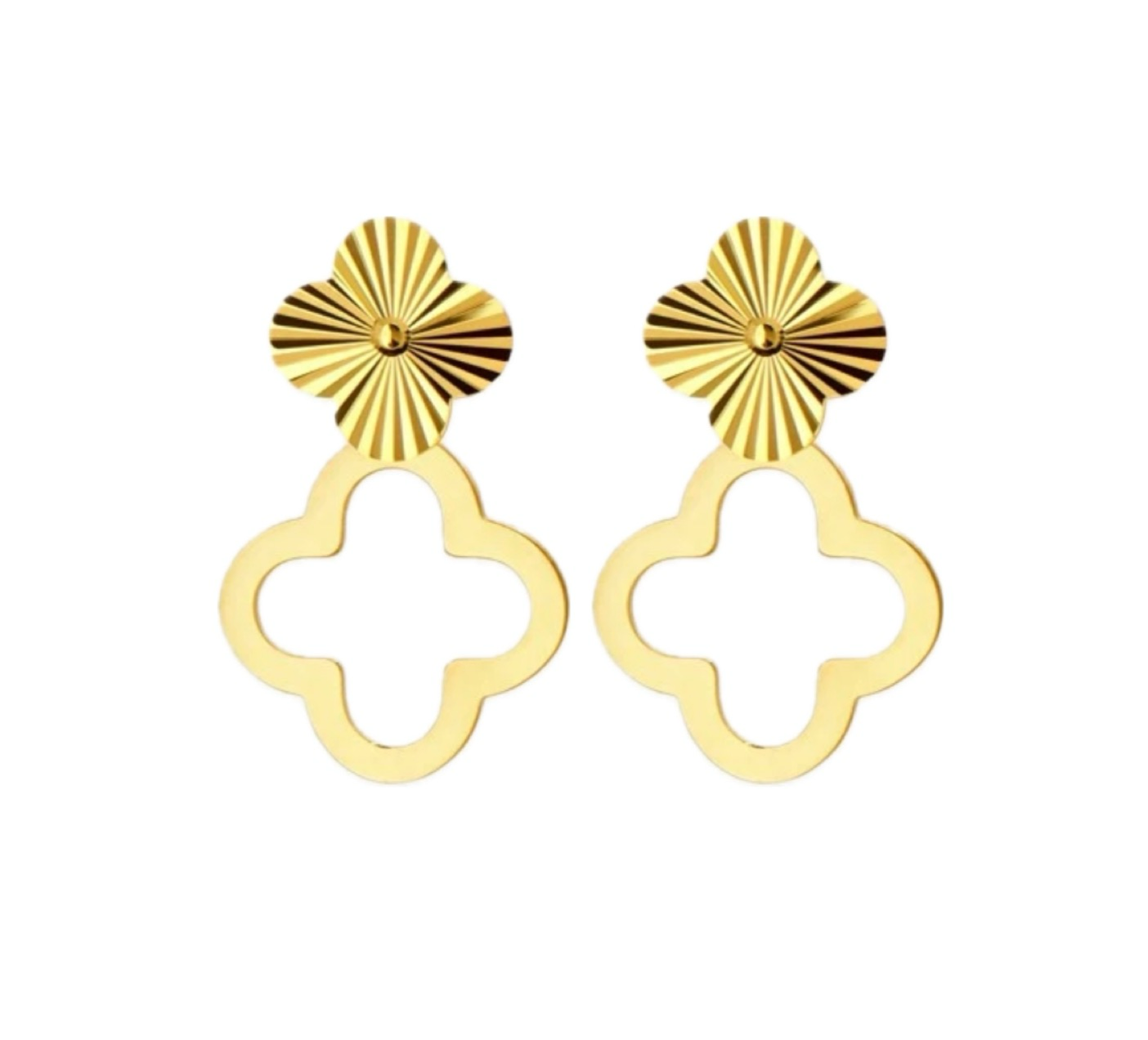 Luxe Classic Gold Clover Hoop Earrings