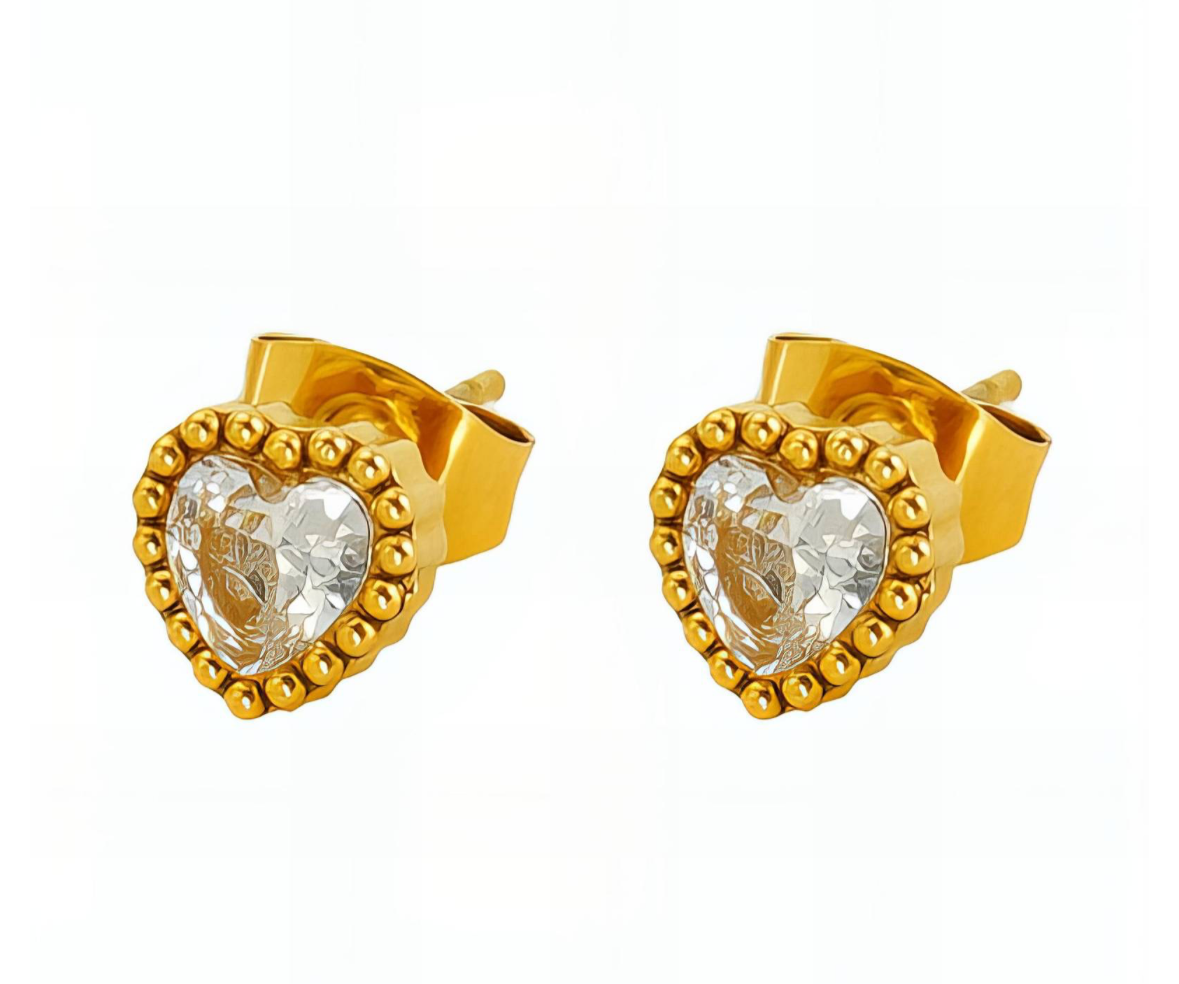 Crystal Heart Stud Earrings