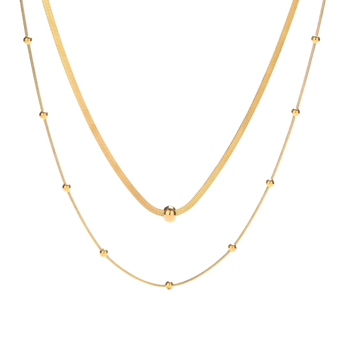 Double Layer Gold Spheres Necklace