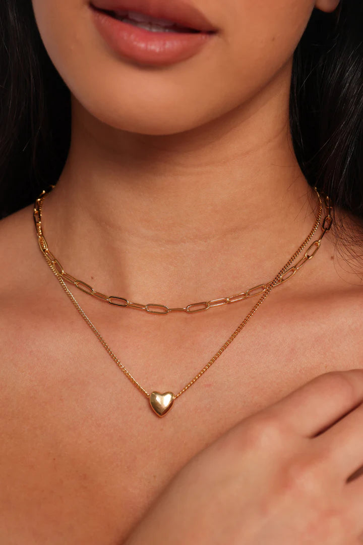 Gold Heart Pendant Necklace