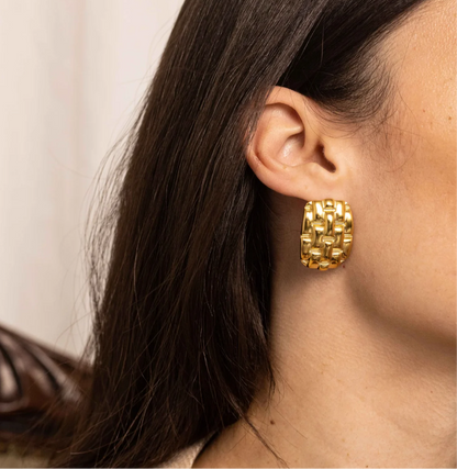 Gold Chunky Weave Hoop Earrings