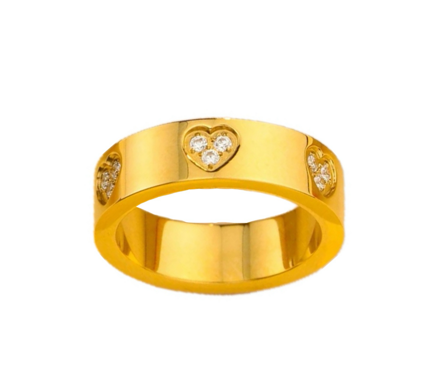 Golden Heart Crystal Band Ring