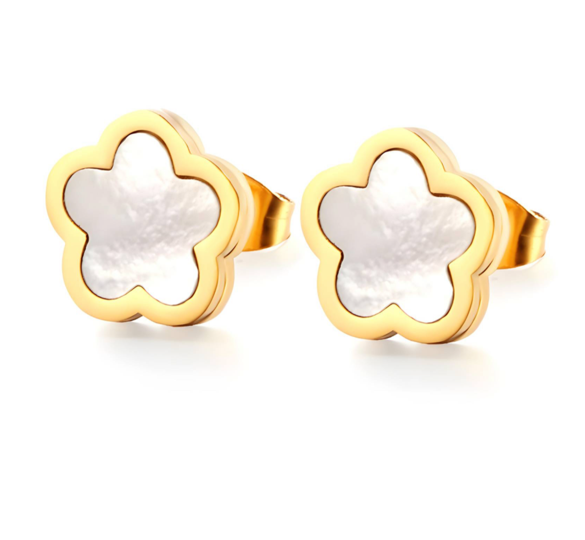 Mother Of Pearl Flower Earstuds Earrings