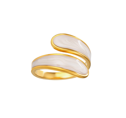 Wave Enamel Gold Ring