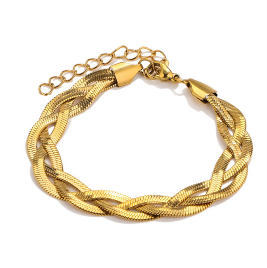 Twisted Triple Flat Snake Chain Bracelet