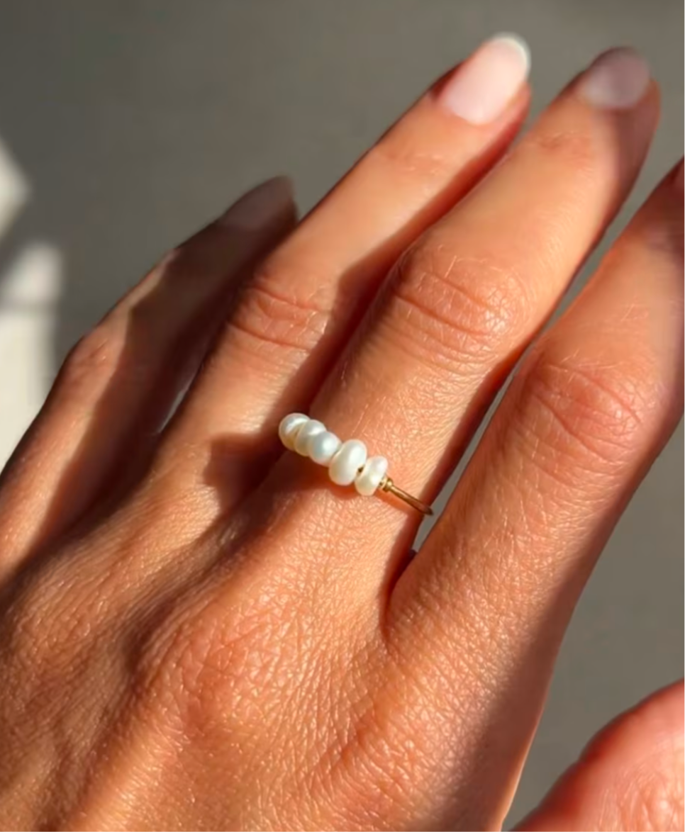 Minimalist Pearl Gold Ring