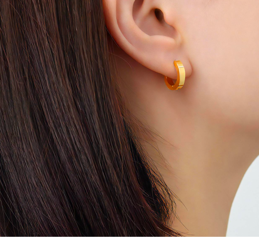 Ridge Hoop Stud Earrings