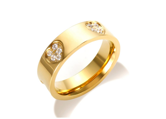 Gold Heart Crystal Band Ring