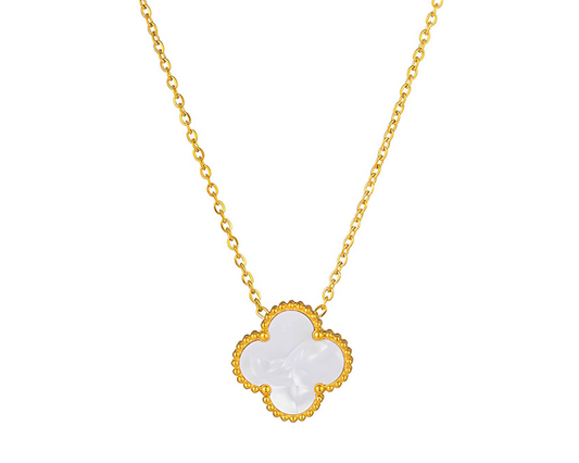 Solitaire Mother Of Pearl Clover Necklace