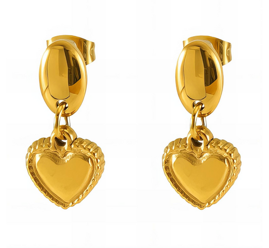 Gold Full Heart Hoop Earrings