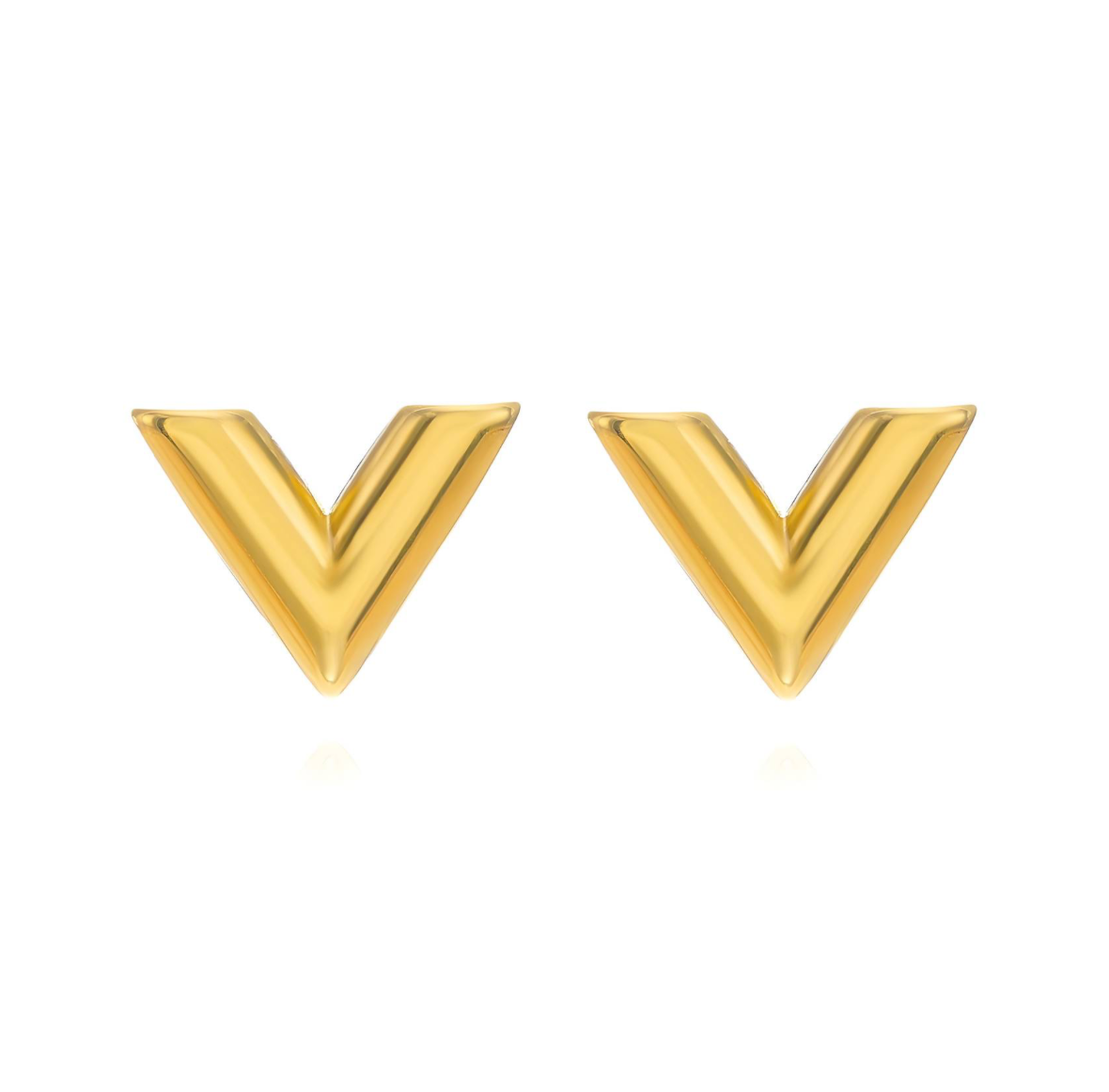 Chunky V Gold Stud Earrings