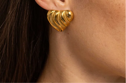 Gold Heart Hoop Earrings