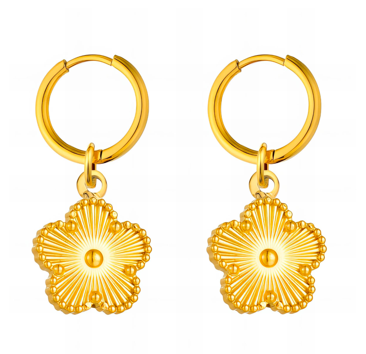 Golden Flower Stud Earrings