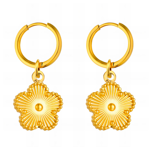 Golden Flower Stud Earrings