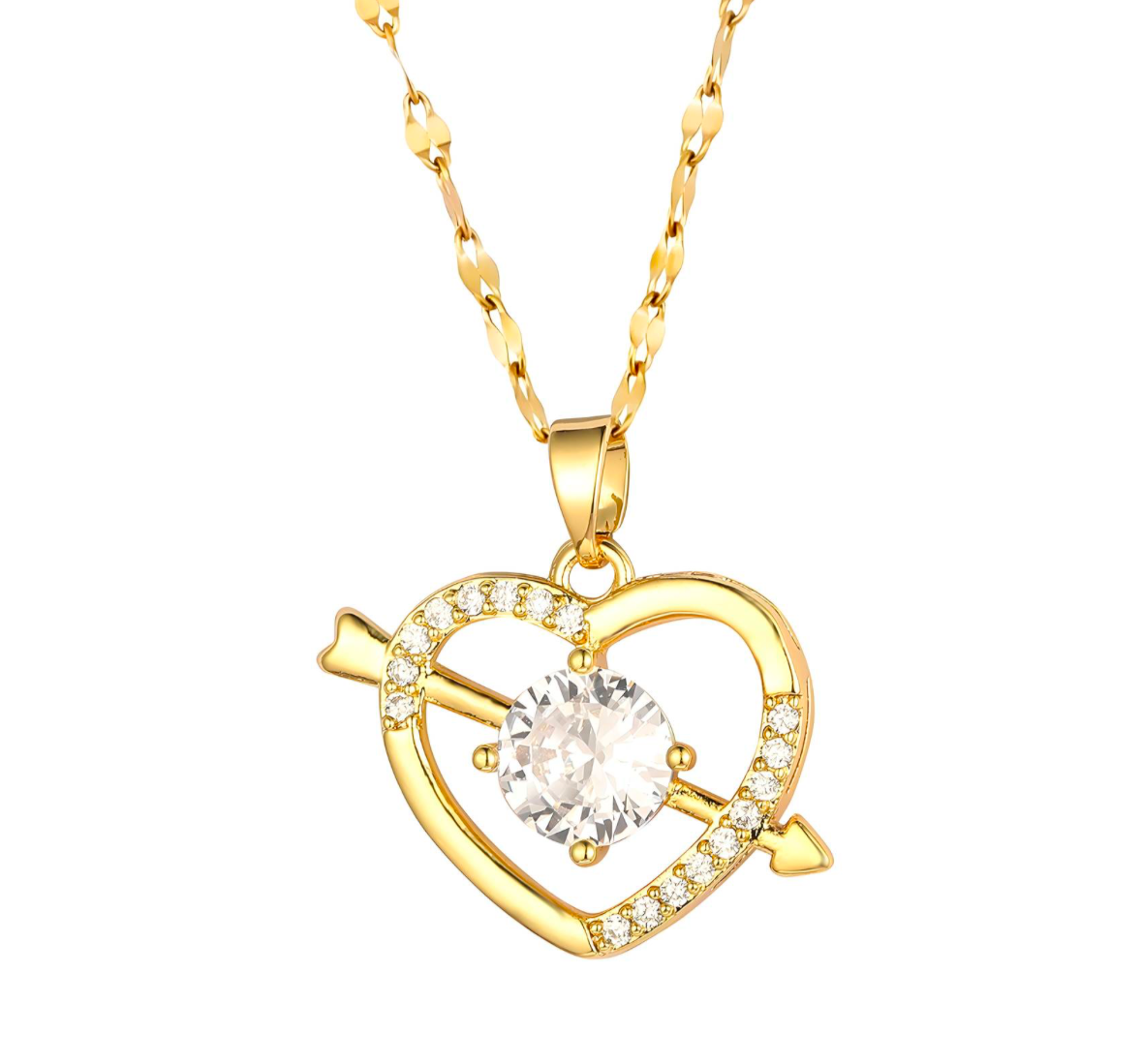 Crystal Heart & Cupid’s Arrow Necklace