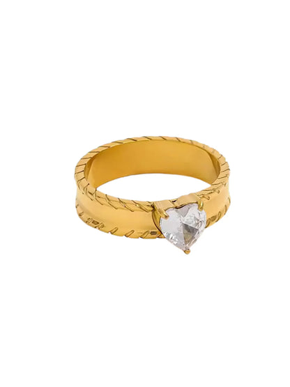 Heart Crystal Gold Band Ring