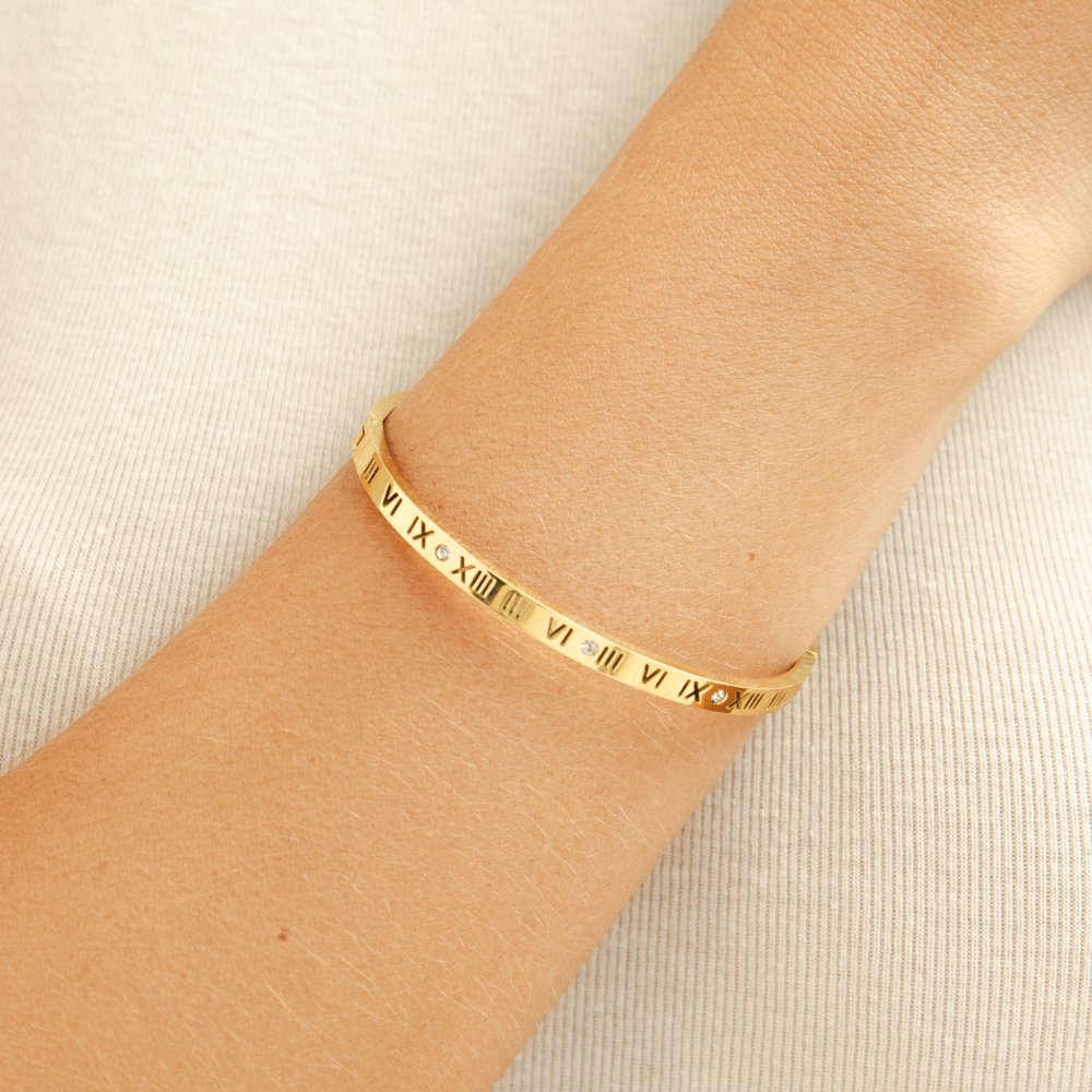 Roman Numerals Bangle Bracelet