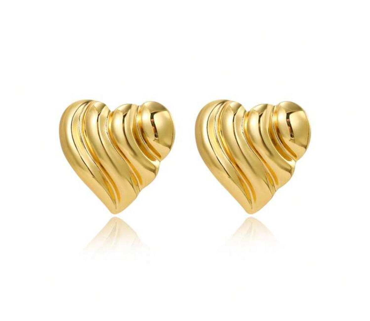 Gold Heart Hoop Earrings