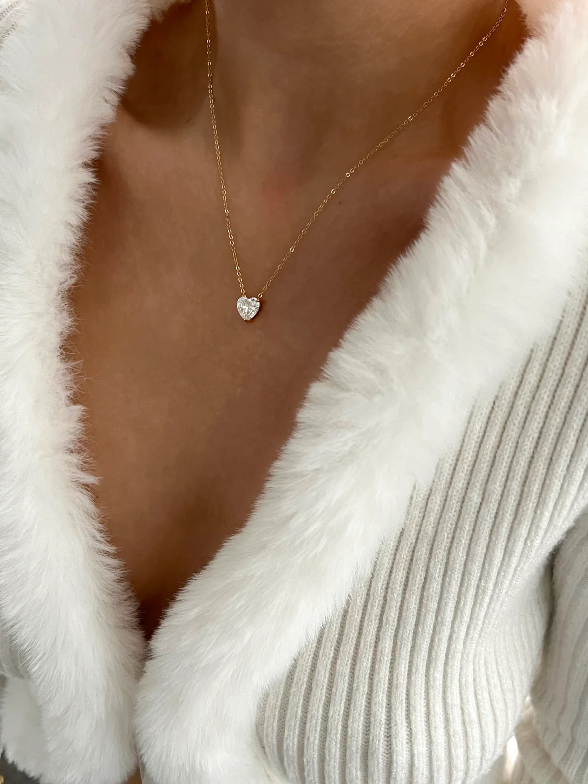 Solitaire Heart Crystal Necklace