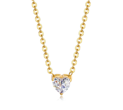 Solitaire Heart Crystal Necklace