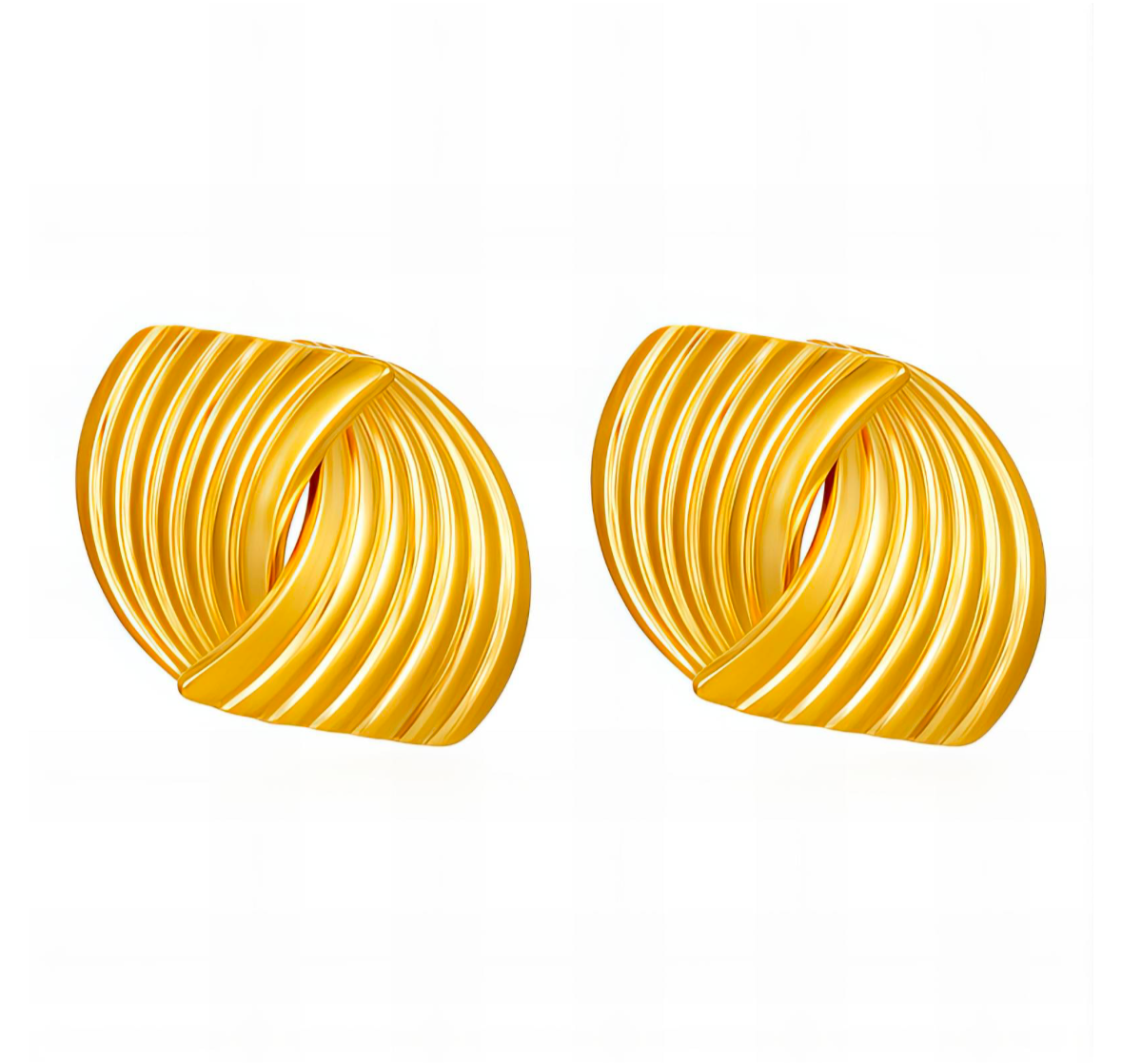 Ridged Double Looped Hoop Earrings