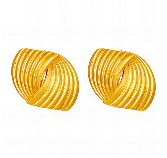 Ridged Double Looped Hoop Earrings