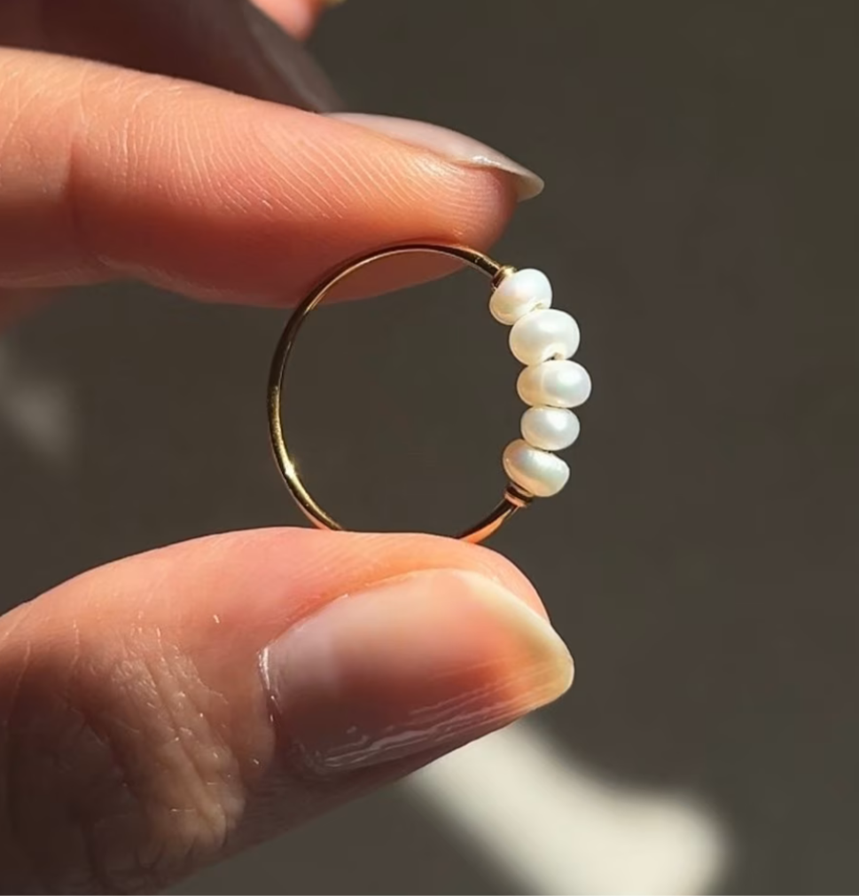 Minimalist Pearl Gold Ring