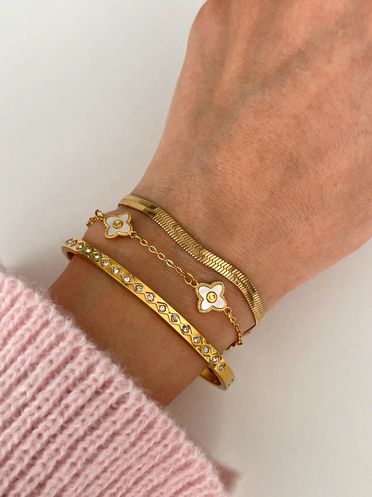 Gold Crystal Line Bangle