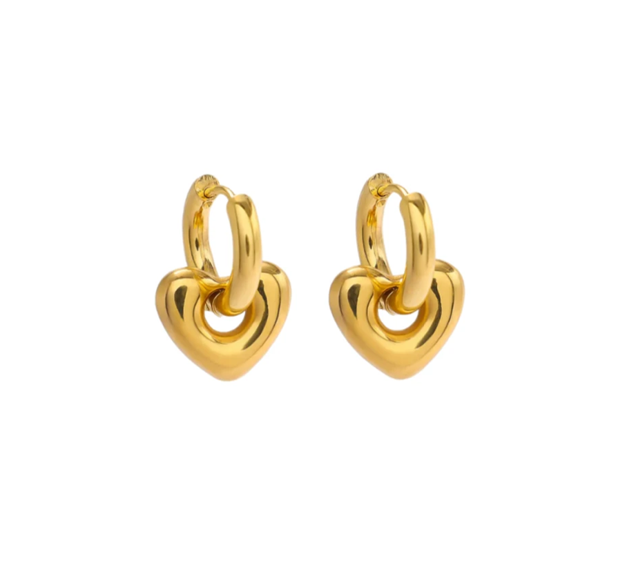 Gold Drop Amour Hoop Earrings