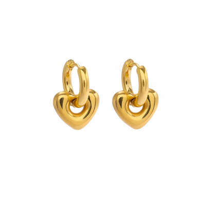 Gold Drop Amour Hoop Earrings