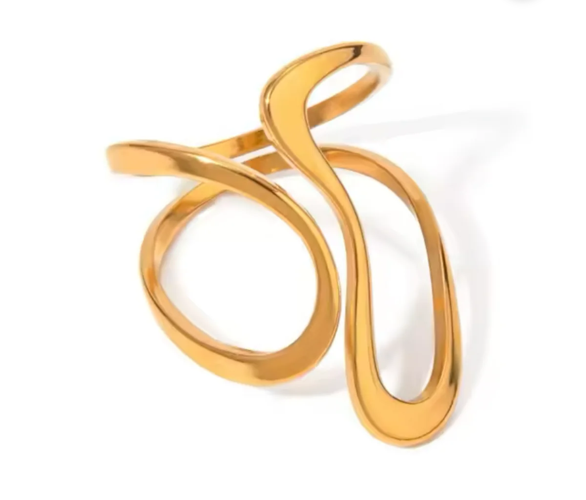 Abstract Flow Gold Ring