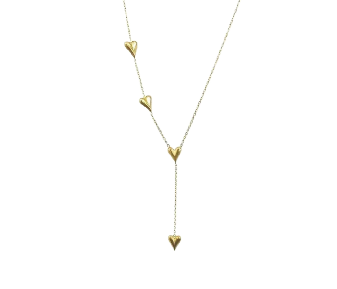 Four Heart Gold Chain Necklace