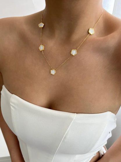 Mother Of Pearl Flower Necklace