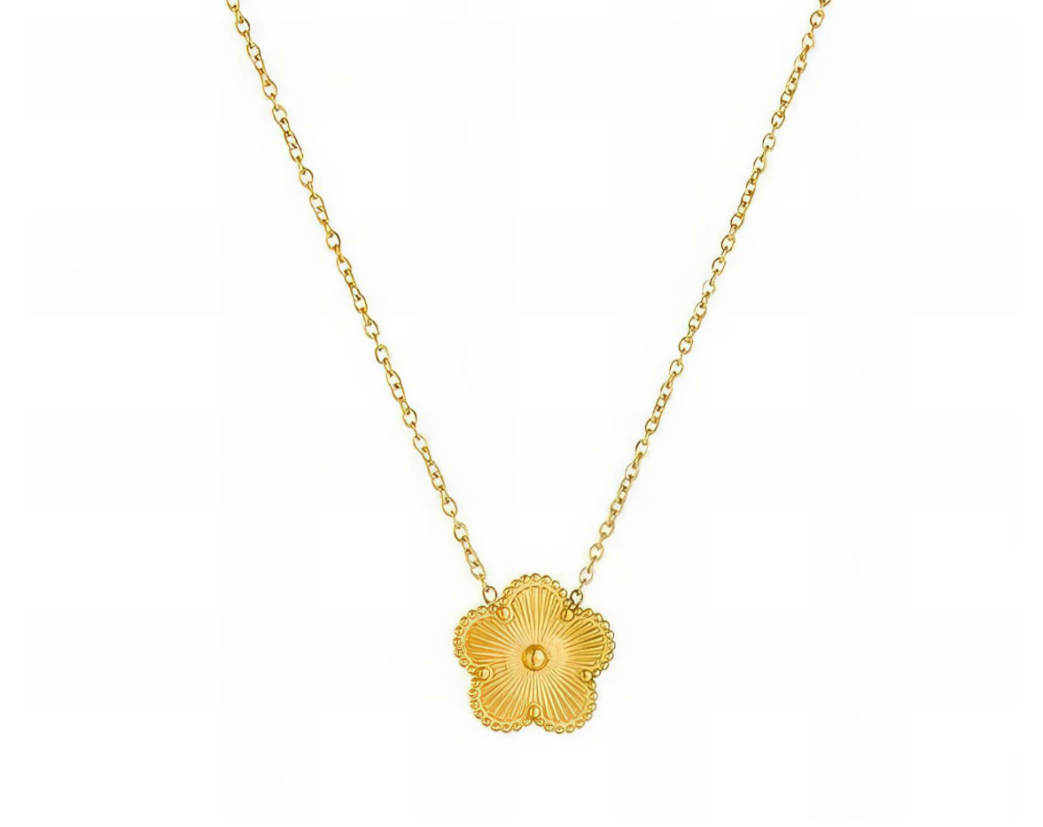 Classic Solitaire Golden Flower Necklace