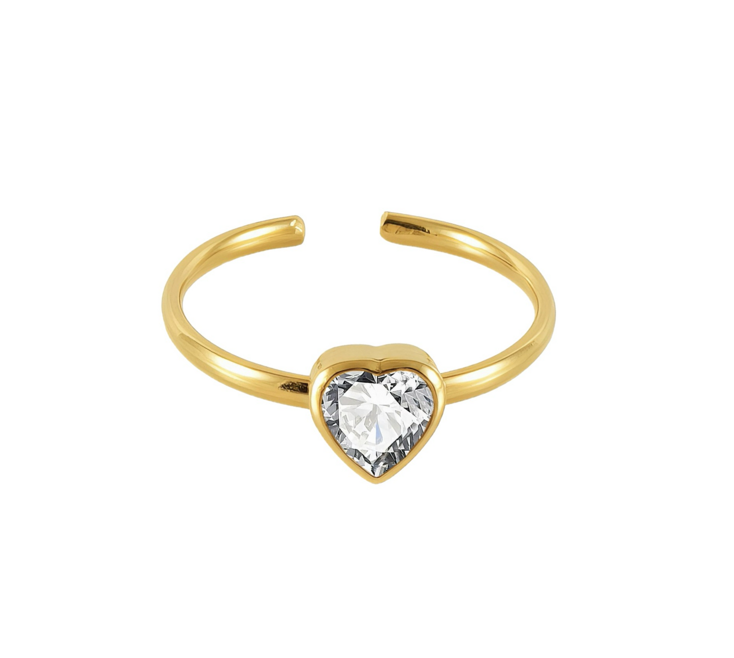 Dainty Gold Heart Crystal Ring