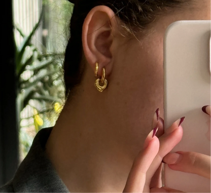 Gold Drop Amour Hoop Earrings