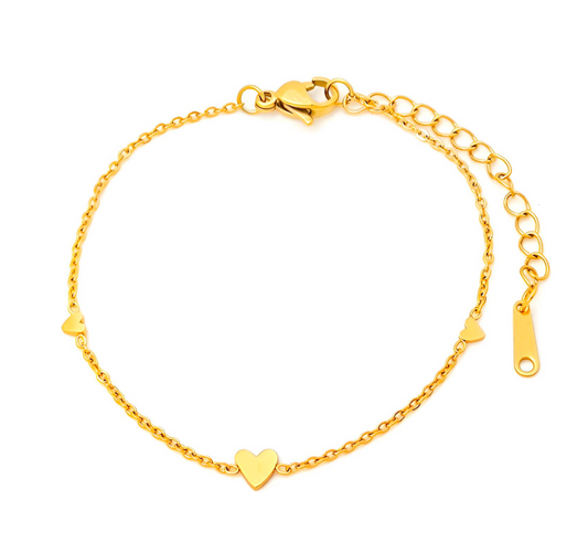 Gold Heart Chain Bracelet