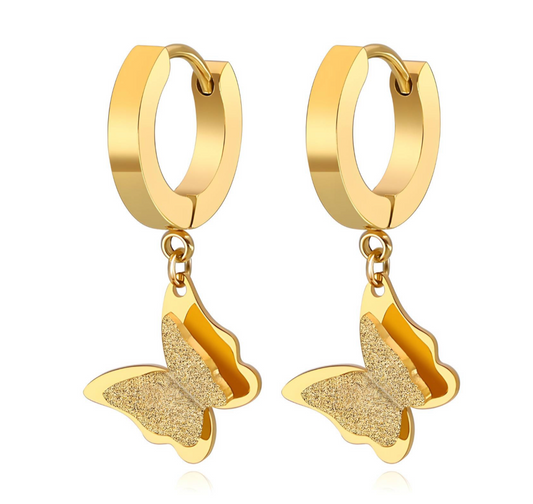 Gold Butterfly Drop Earrings