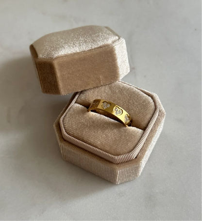 Golden Heart Crystal Band Ring