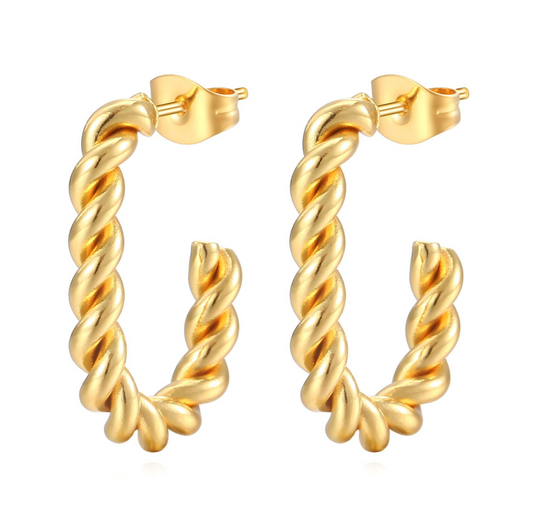 Chunky twisted Gold Hoop Earrings