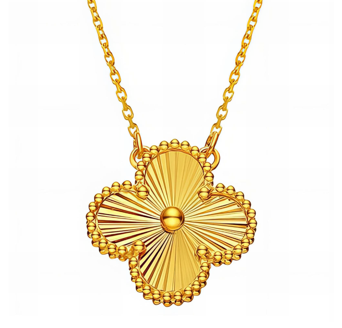 Solitaire Classic Clover Gold Necklace