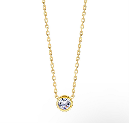 Solitaire Round Crystal Necklace