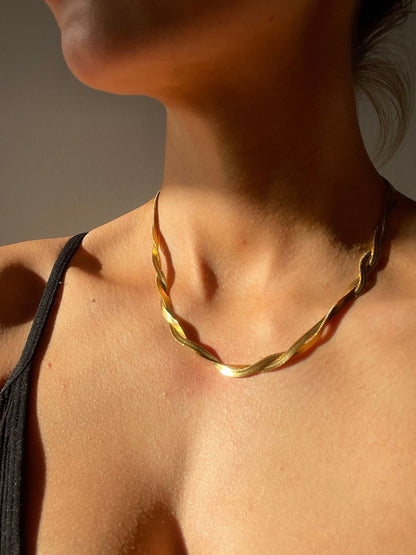 Twisted Double Flat Snake Chain Necklace