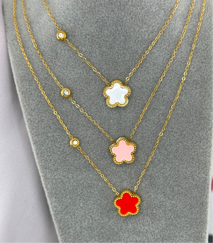 Flower & Solitaire Crystal Necklace