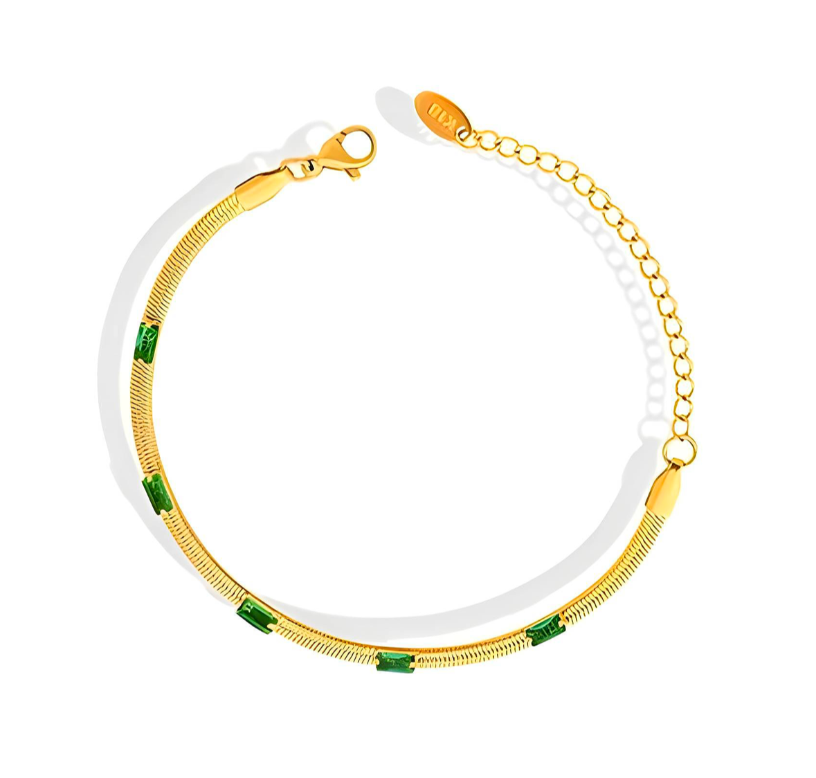 Emerald Charm Gold Bracelet