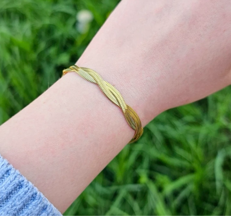 Twisted Double Flat Snake Chain Bracelet