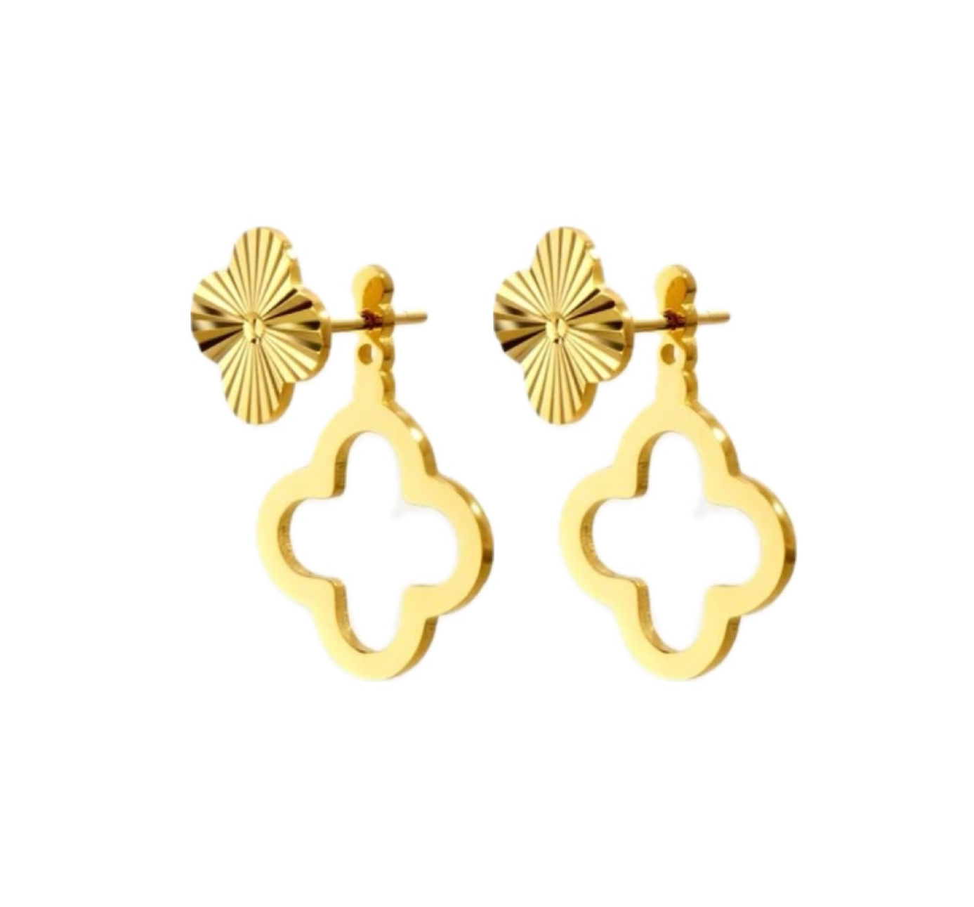 Luxe Classic Gold Clover Hoop Earrings