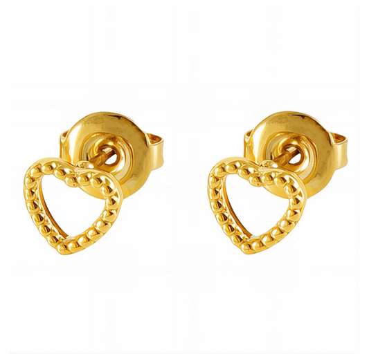 Open Gold Heart Stud Earrings